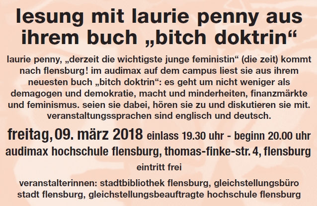 Lesung mit Laurie Penny "Bitch Doktrin"